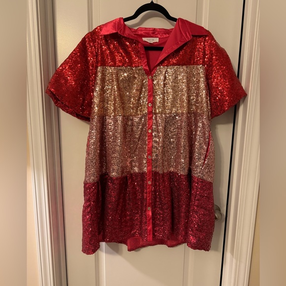 peach love sequin dress Peach Love California Dresses | Peach Love California Silver Sequin Dress | Color: Black/Silver | Size: M